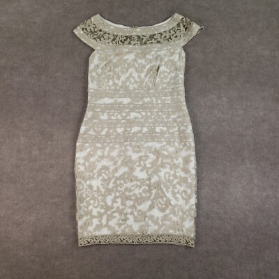 Tadashi Shoji Dress Womens Size 10 White Nude Embroidered Lace Sheath Sleeveless | eBay Tadashi Shoji Dress Womens Size 10 White Nude Embroidered Lace Sheath Sleeveless | eBay