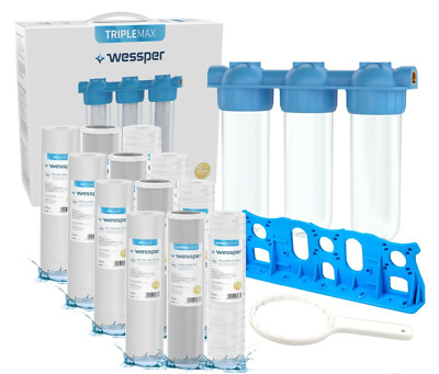 10'' 3-Stufen Wasserfilter System Hauswasser Zisterne Brunnen Pumpe 1'' Zoll
