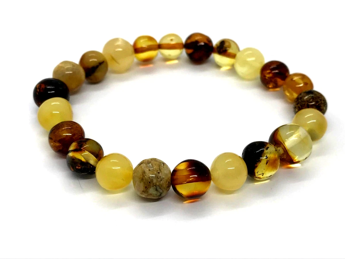 Amber Bracelet NATURAL BALTIC AMBER Genuine Colorful Beads Jewelry