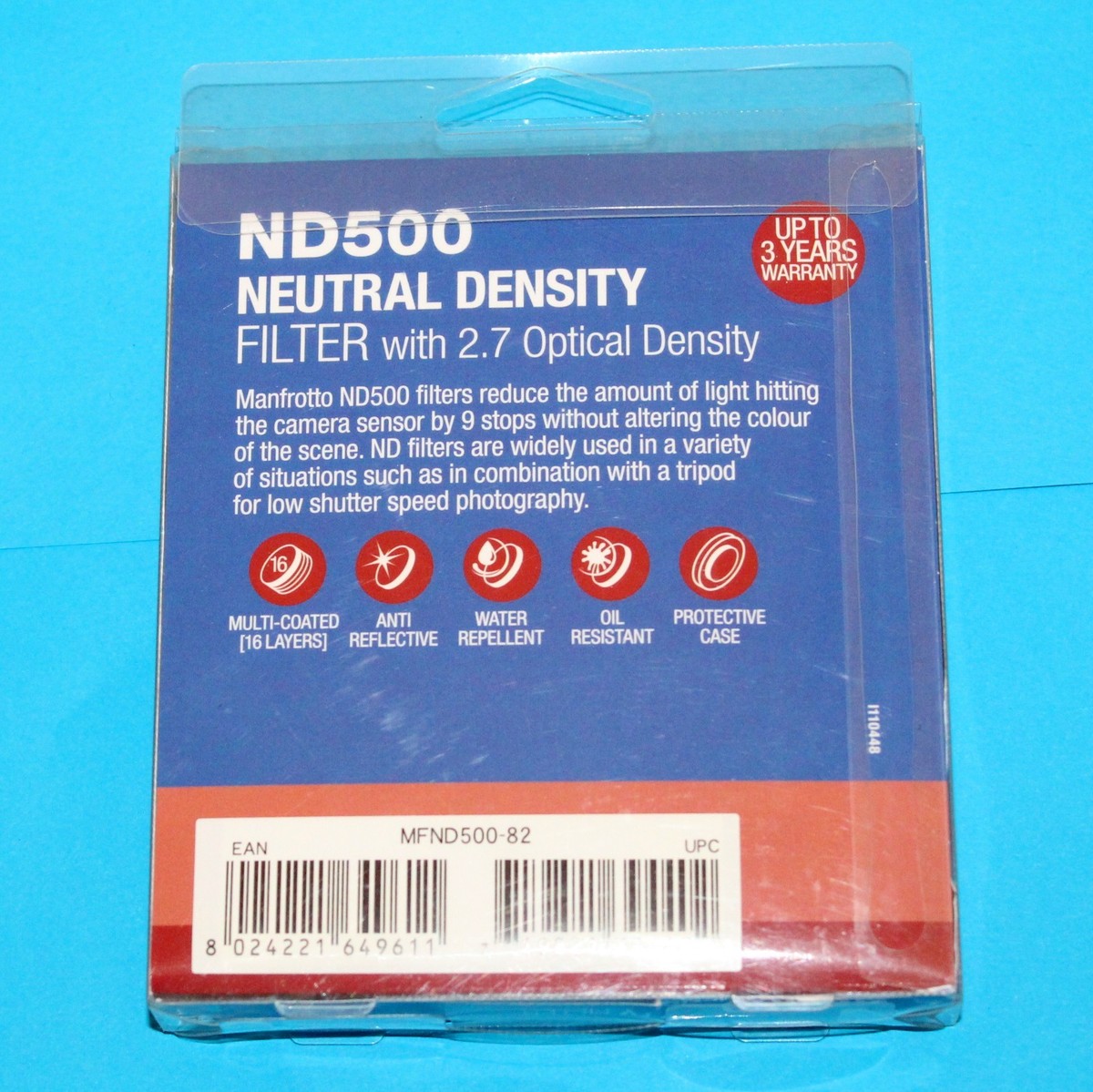 Manfrotto 82mm Circular ND500 Lens Filter with Stop #MFND500-82