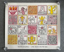 Keith Haring (dopo) One Man Show 1982 poster vintage litografia offset 1986