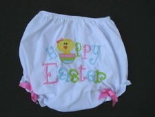 Infant Girl Diaper Cover Embroidered "Happy Easter" Chicken Egg 0-6 Months NEW