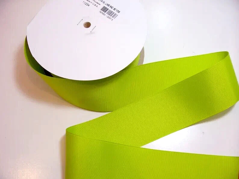 Green Grosgrain Ribbon 2 1/4" wide x 10 yards Schiff Lime Cheer Bow Craft B4 - Image 2 of 4