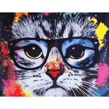Paint By Numbers Adults kids Glass Cat Animal DIY Painting Kit 40x50CM Canvas