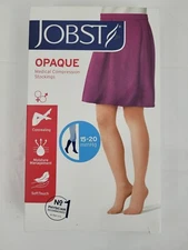 JOBST Opaque Open Toe Knee High Black Compression Socks Size Large 15-20 mmHg