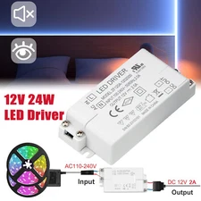 24W LED Light Driver AC 110V/240V to DC 12V Transformer Power Adapter Converter