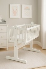 BABYMAM Wooden Rocking Crib Lula 90x40 cm – Baby Cradle with Swing & Locking Mec