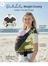 MOMTORY Baby Carrier Newborn to Toddler Ergonomic Wrap w/ Head Support Grey