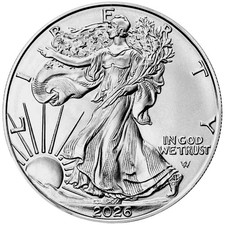 2026 1 oz .999 Fine Silver American Eagle $1 Coin BU 86.49 per troy oz