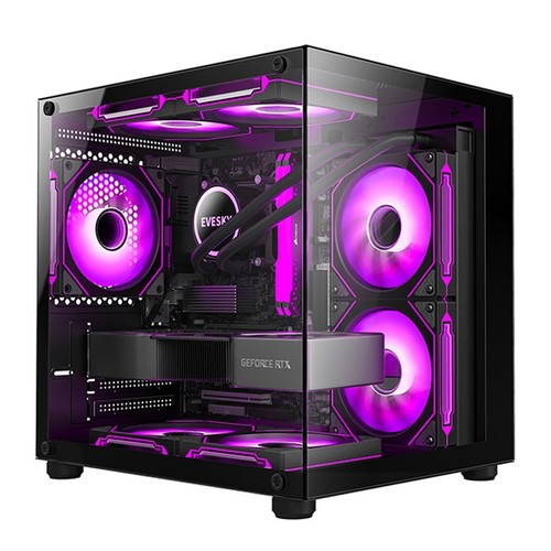 Boîtier PC en verre 270 degrés tour d'ordinateur de bureau transparent pour M-ATX/ITX* - Photo 9/14