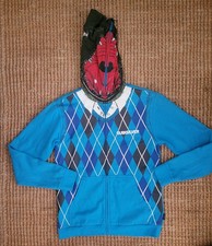 New Quiksilver Irony By Zip Full Hoodie Jacket Youth Cyan Fleece Boys M 12