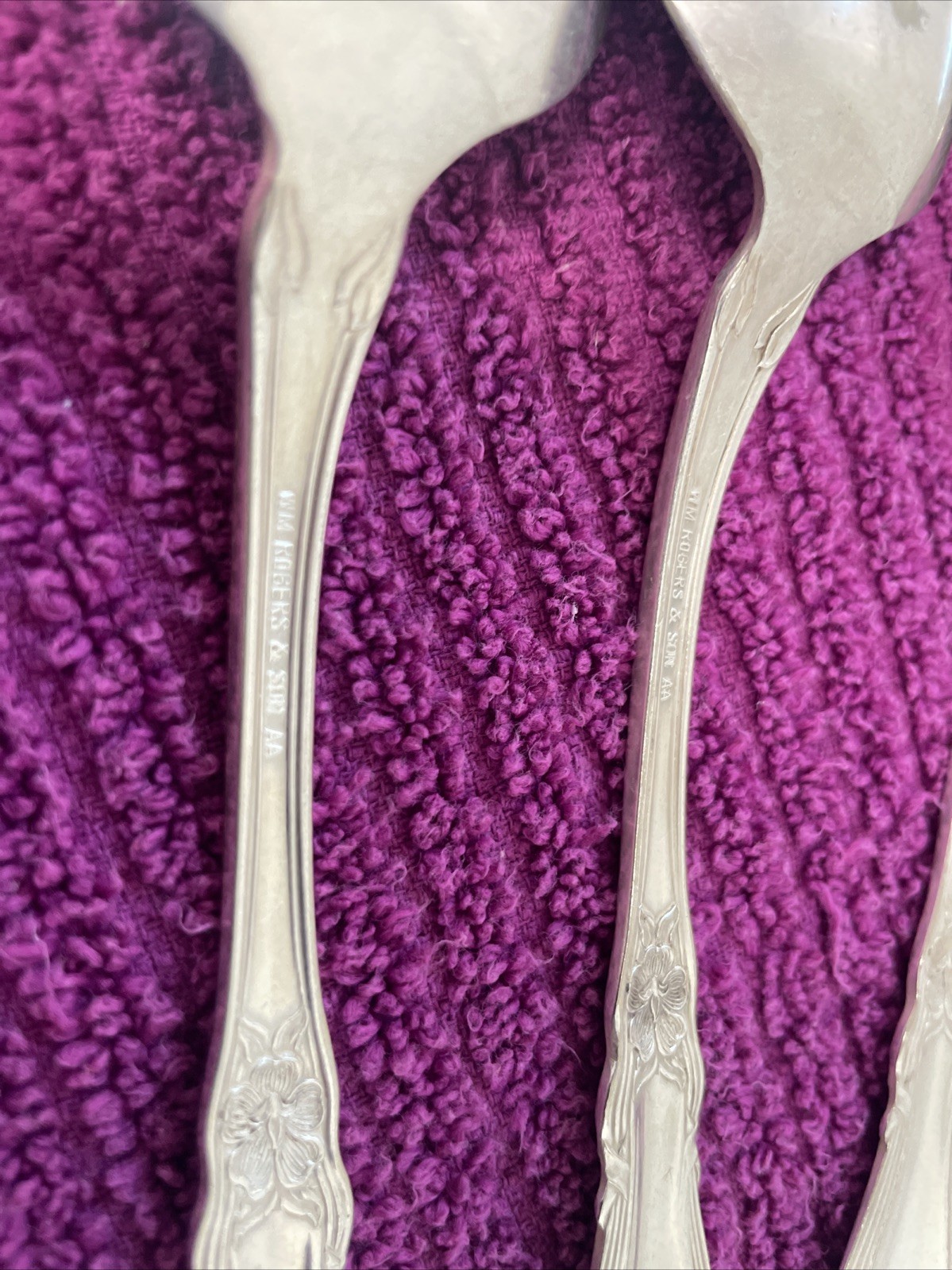 3 Silver plated William Rogers  & Son AA Large Serving Spoons ARBUTUS 1908 Vtg