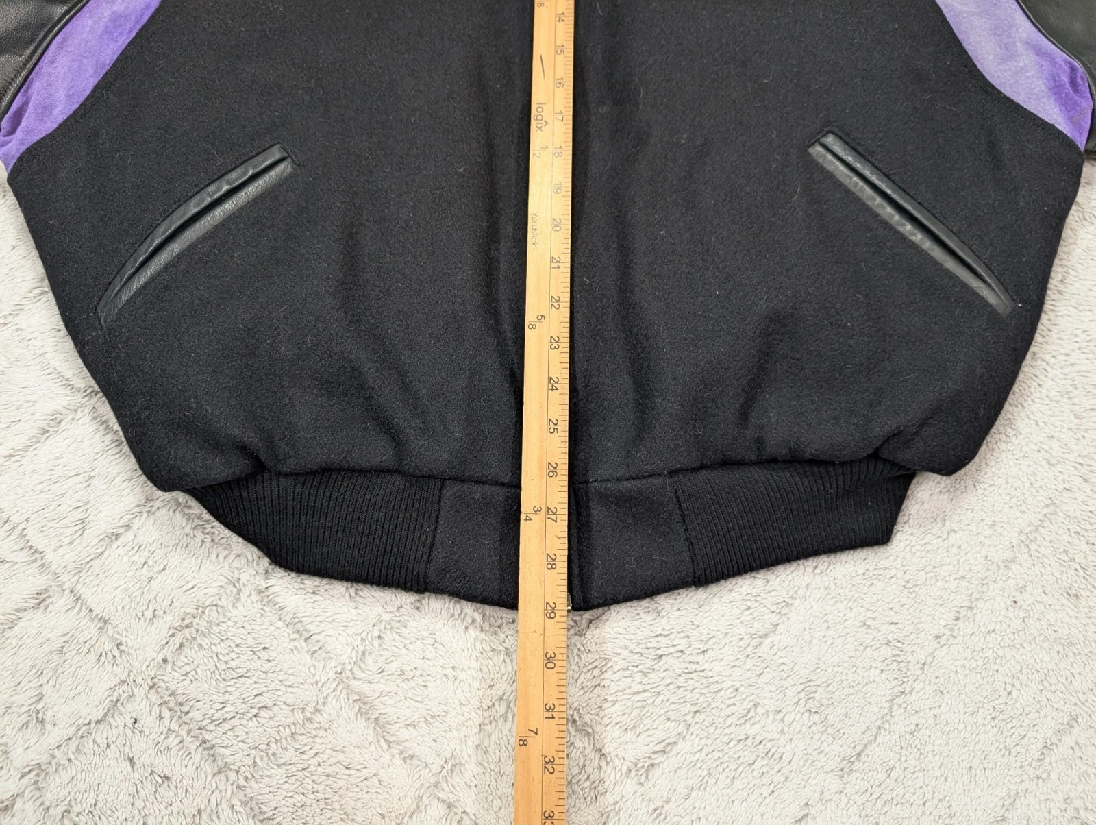 Vintage Star Trek Jacket Men XL Black Federation Of Planets Varsity Wool Leather - product detail image 7