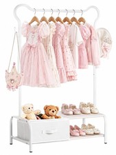 Kids Clothing Rack with Fabric Drawer 2 Tier Shelf,Baby Clothes Organizer f...