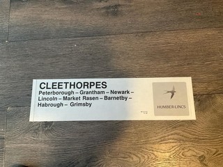 BRITISH RAIL WINDOW CARRIAGE LABEL HUMBER LINCS DOWN