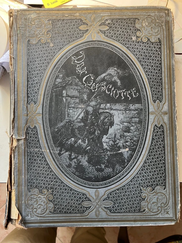 LIBRO ANTICO - Don Chisciotte della Mancia 1880 formato 36x28 illustrato in B/N  - Immagine 2 di 4