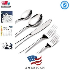 Silverware Set for 8, 45 Piece Stainless Steel Flatware Cutlery Fork and Spoo...