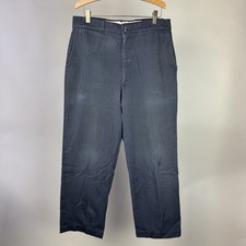 Vintage 1960s Charcoal Gray Work Trousers Brass Zipper Cotton Utility Pants USA