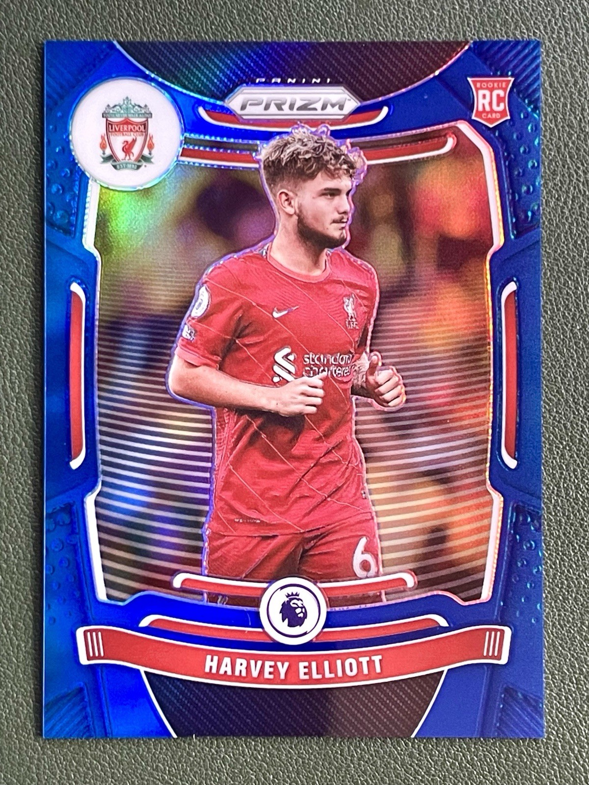 2021-22 Panini Prizm Premier League Harvey Elliott Blue Prizm /340 RC #87