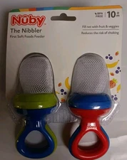 Nuby 2-Pack Nibbler Mesh Feeders BPA Free Red/Blue And Blue/Green Nip