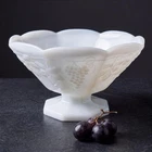 Vintage Westmoreland Milk Glass Grape Paneled Pedestal Bowl Compote 9x5.5 Inches