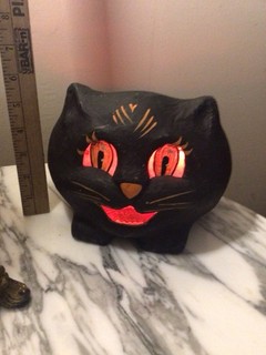 VTG. Halloween Bethany Lowe FATZ CAT Paper Mache Lantern RETIRED “ As is”