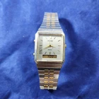 Vintage Pulsar By Seiko Men's Tank Watch Square V041-5190 Silver And Gold Tone