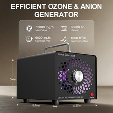 Ozone Generator, High Capacity Ozone Machine Odor Removal Up to 6000 Sq.F BLACK
