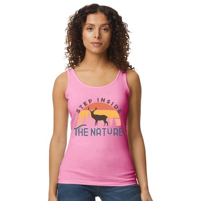 Step Inside Nature Damen Trägershirt Tank Top Hirsch Wandern Geschenk für Sie