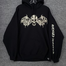 Avenged Sevenfold Hoodie Mens XL Black Sweatshirt Deathbat Pullover Drawstring
