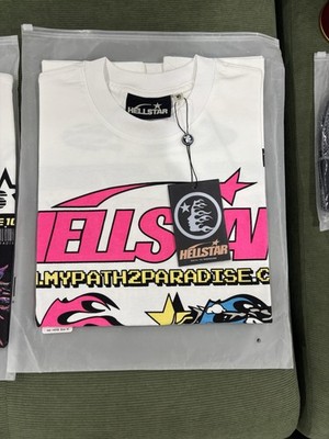 HELLSTAR White Graphic Print Cotton Jersey T-Shirt Crew Neck M Short Sleeve