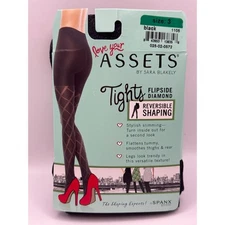 Love Your Assets by Sara Blakely Black Diamond Tights Size 3 Reversible NEW