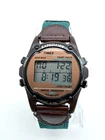 Vintage Timex Expedition Digital Watch Indiglo 100M Chrono Alarm Brown Leather
