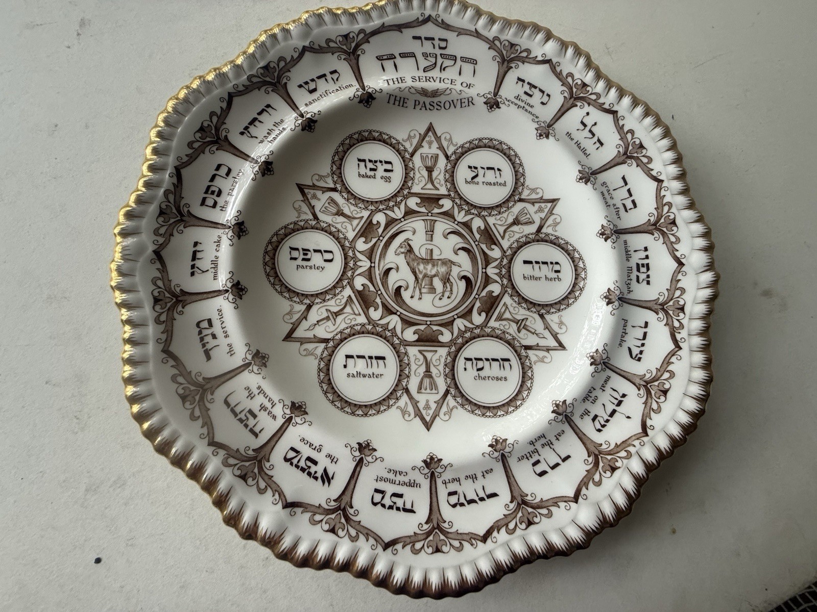 Vtg Spode Bone China The Service of Passover Seder Plate Platter 10.25” LOOK!!