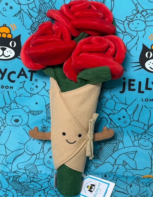 Jellycat Amuseable Fluffy Rose Bouquet Plush Doll Gift Kids Toy