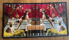 Vintage Velour Tapestry French Terrier Dogs  Large 36” X 19”