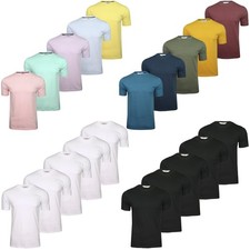 Xact Mens T-Shirts 5 Pack Plain Crew Neck Short Sleeve Basic Tee Multipack