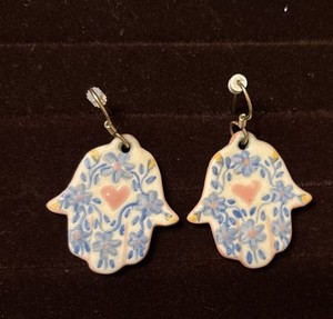 Hamsa Hand- Ceramic Earrings By THW
