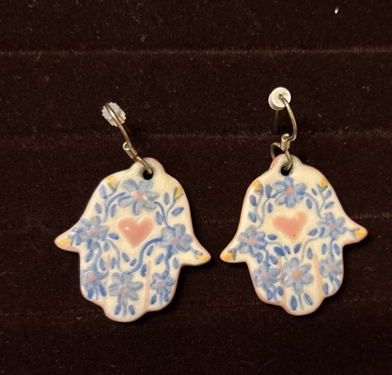 Hamsa Hand- Ceramic Earrings By THW