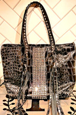 Raviani Handmade Women's Black Faux Alligator Leather Purse - Bag