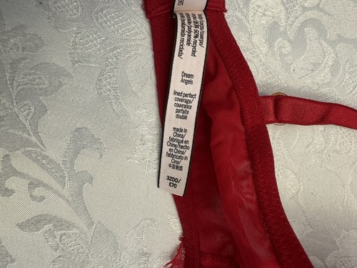 Victoria’s Secret Dream Angels Bra Lined Perfect Coverage Red Lace Size 32DD - Picture 8 of 8