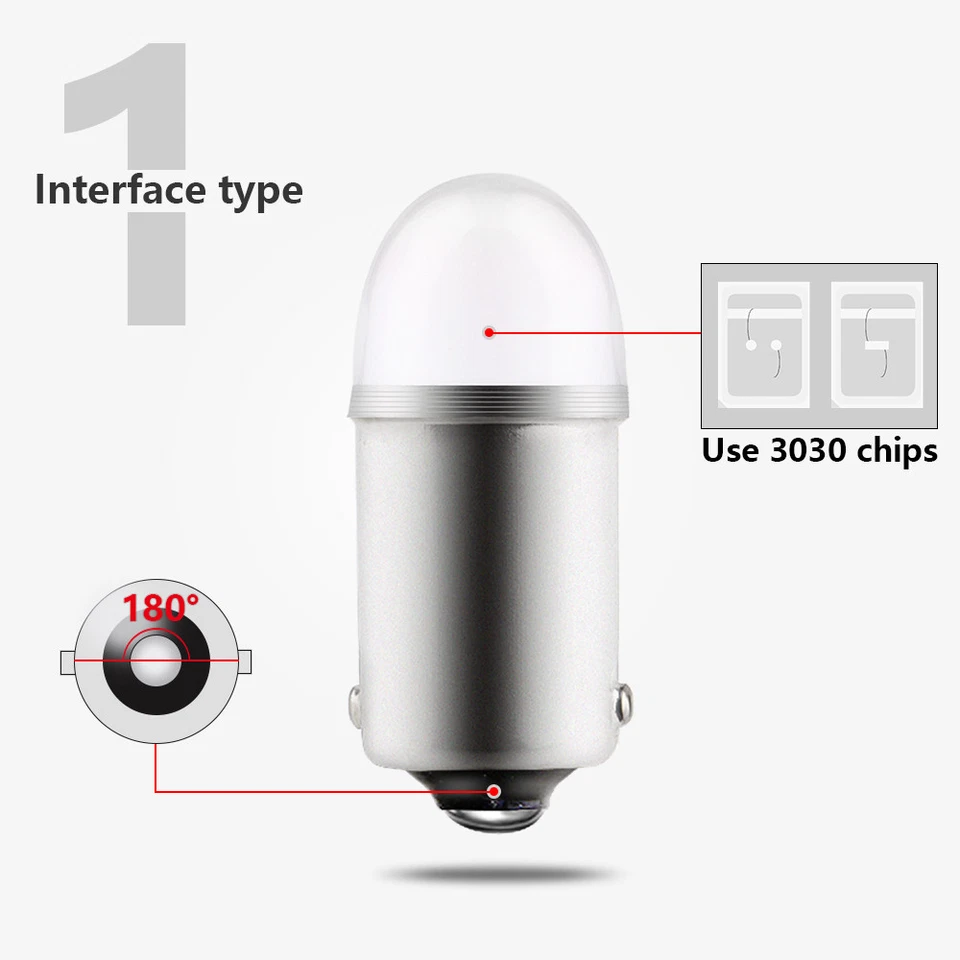 10Pcs 1895 LED T11 T4W BA9S H6W 1891 1847 LED Bayonet Interior Bulbs 12V AC DC - Image 2 of 4