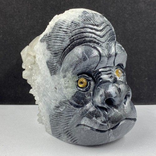 1058g Natural quartz crystal cluster mineral specimen, hand-carved the orangutan - Picture 2 of 24
