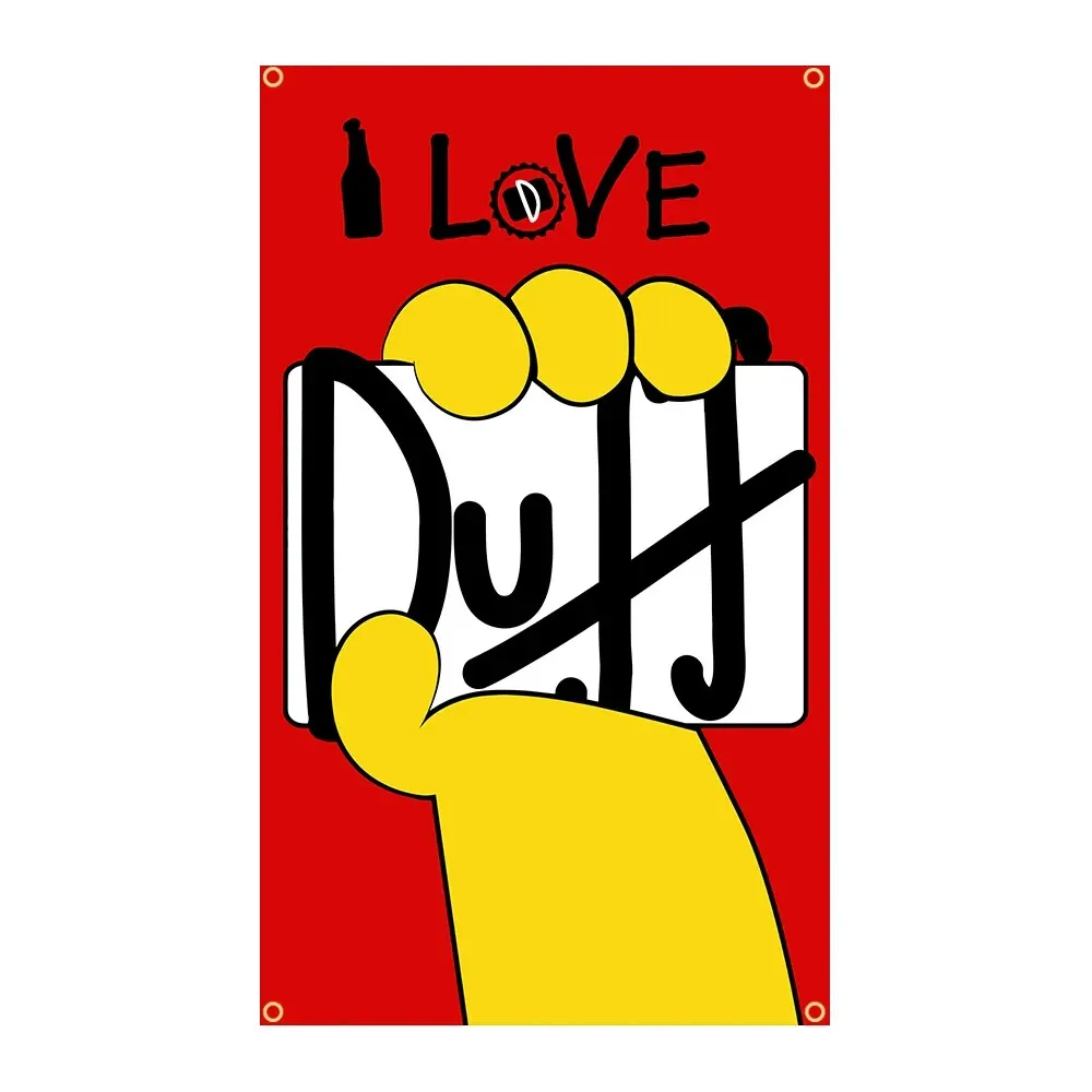 Duff Bière USA Grand 150 CM Drapeau Bière Bannière  I Love Duff
