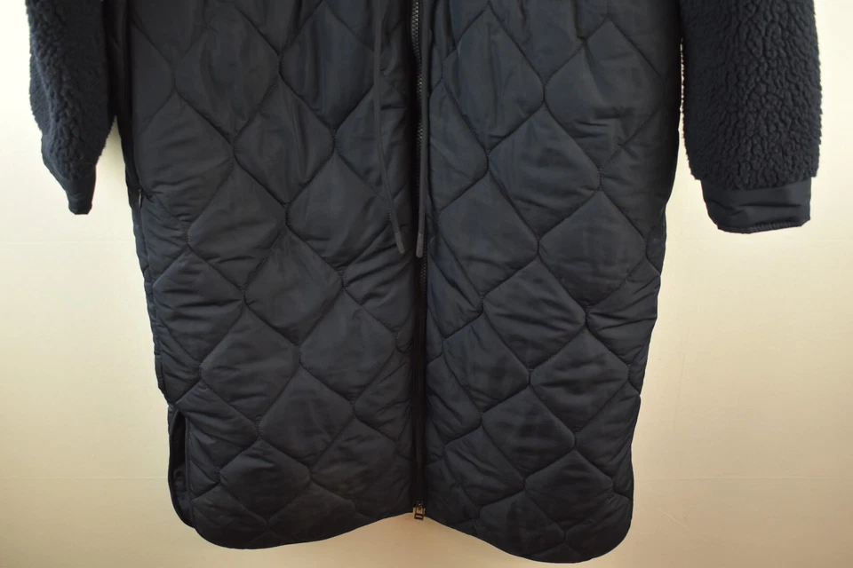 Marks & Spencer Womans Blue Long Parka Jacket Fleece Softshell Size 6 - Image 3 of 4