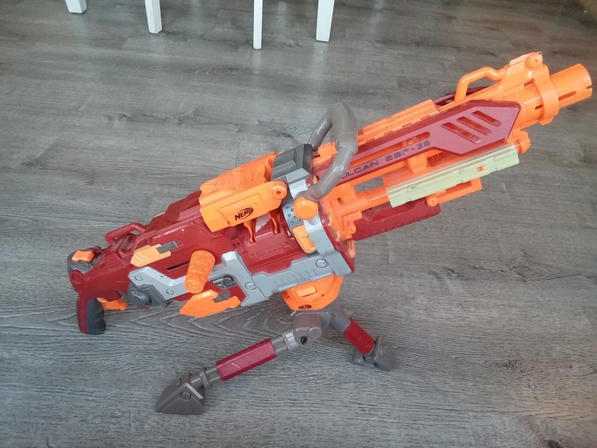 RARE NERF CRIMSON RED N STRIKE VULCAN EBF 25 VERY RARE Gun With Tripod