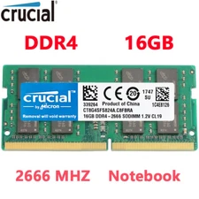 Crucial DDR4 16GB 1X16 2666 PC4-21300 Laptop 260-Pin SODIMM Notebook Memory RAM 