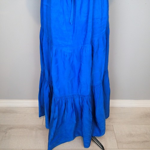 Robe maxi coton bleu cravate dos lin mélangé La Ligne taille L - Photo 6/21