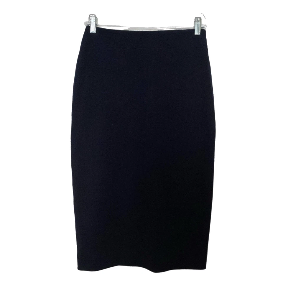 Vintage Donna Karan Bergdorf Goodman NY Black Label Wool Navy Pencil Skirt 6
