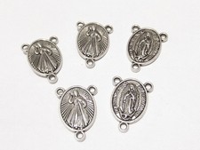 5pz connettori 3 fori x collana rosario in metallo colore argento tibet 20x15mm 